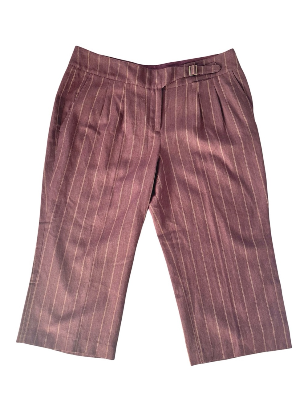 Peter Nygard Wool Blend Cropped Wide Leg Pants Dark Academia Office Brown 16 XL